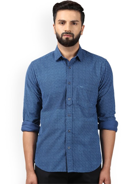 

ColorPlus Men Blue Tailored Fit Printed Casual Shirt