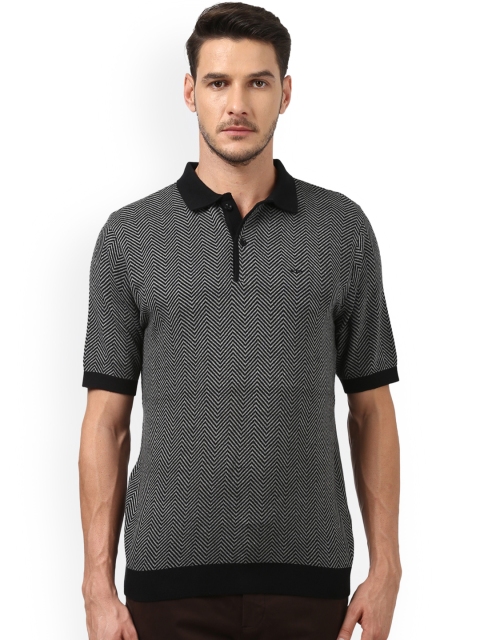 

ColorPlus Men Black & Grey Printed Polo Collar T-shirt