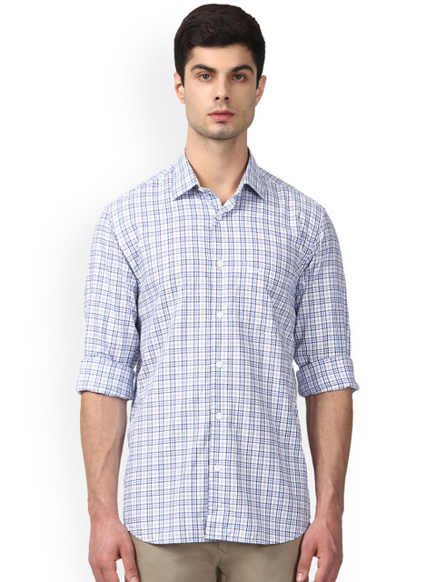 

ColorPlus Men Blue & White Tailored Fit Checked Casual Shirt