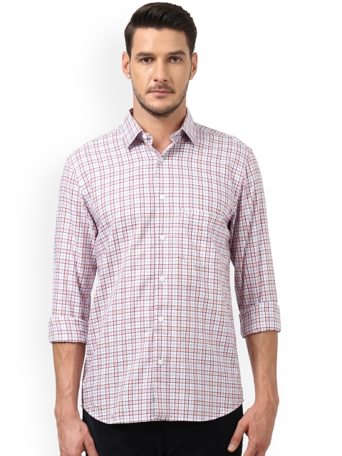 

ColorPlus Men White & Pink Tailored Fit Checked Casual Shirt