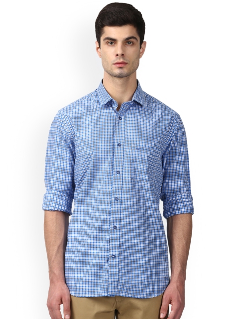 

ColorPlus Men Blue & Off-White Tailored Fit Checked Casual Shirt