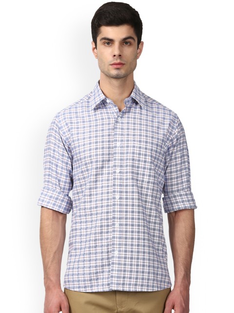 

ColorPlus Men Blue & White Tailored Fit Checked Casual Shirt