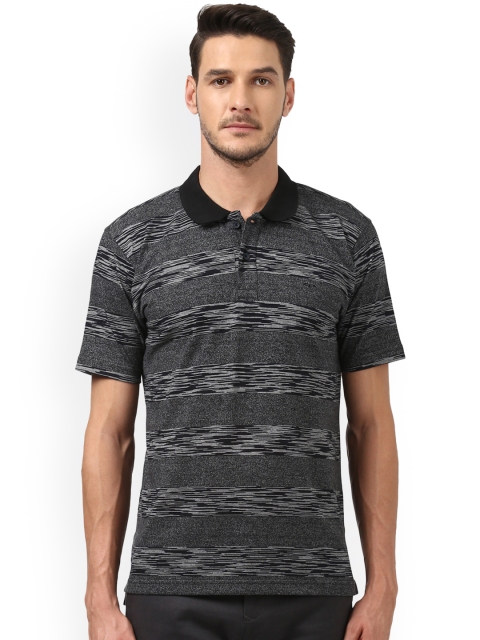 

ColorPlus Men Black & Charcoal Grey Printed Polo Collar T-shirt