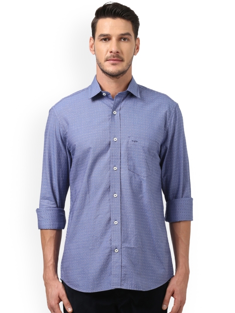 

ColorPlus Men Blue & Off-White Tailored Fit Self Design Casual Shirt