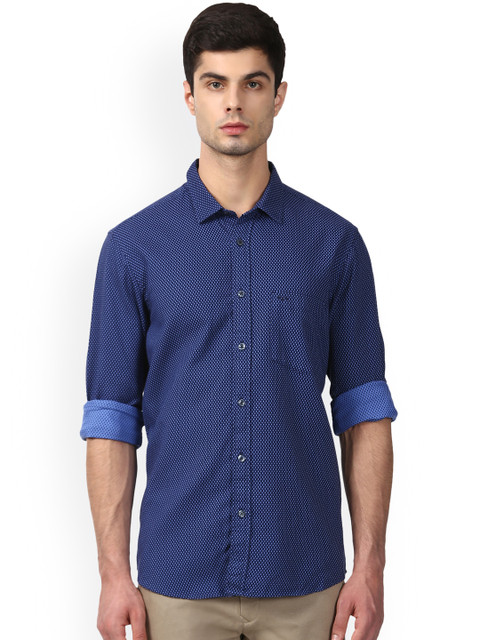 

ColorPlus Men Blue Tailored Fit Printed Casual Shirt