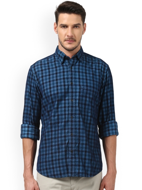 

ColorPlus Men Teal & Black Tailored Fit Checked Casual Shirt