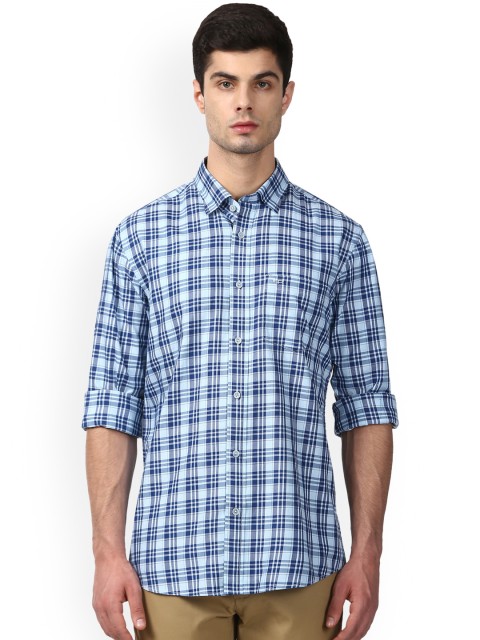 

ColorPlus Men Blue & Navy Blue Tailored Fit Checked Casual Shirt