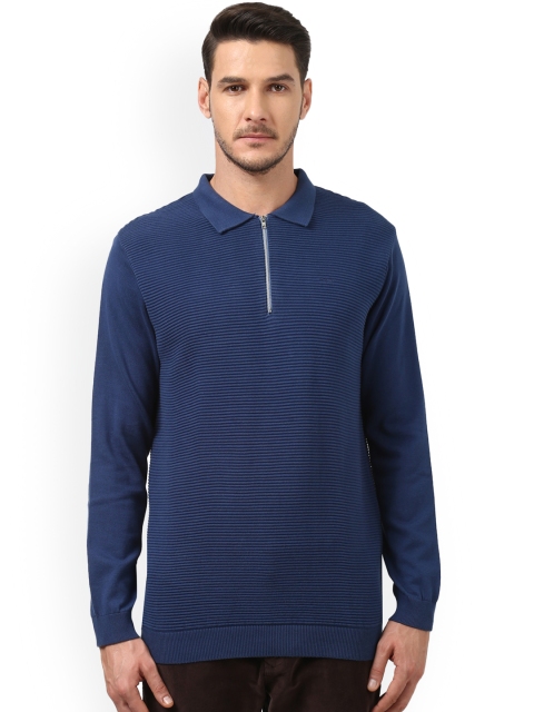 

ColorPlus Men Blue Self Design T-shirt