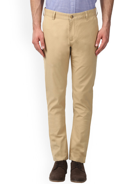 

ColorPlus Men Beige Regular Fit Solid Regular Trousers