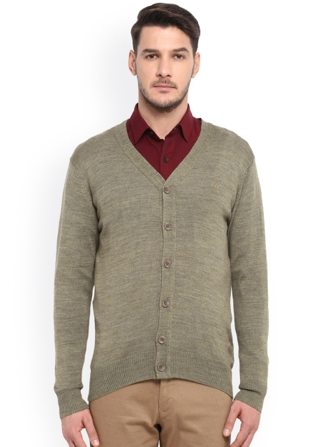 

ColorPlus Men Olive Green Solid Cardigan