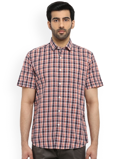 

ColorPlus Men Orange & Black Tailored Fit Checked Casual Shirt
