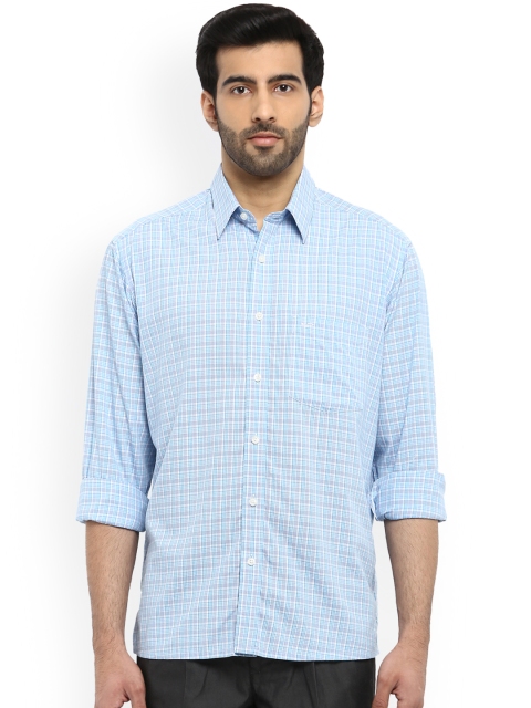 

ColorPlus Men Blue & White Tailored Fit Checked Casual Shirt