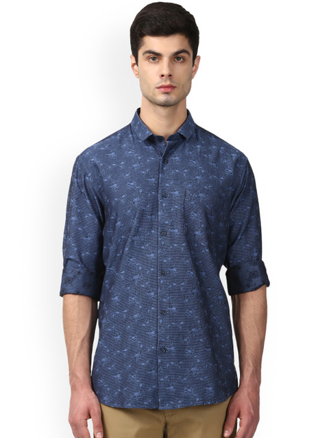 

ColorPlus Men Blue Tailored Fit Printed Casual Shirt