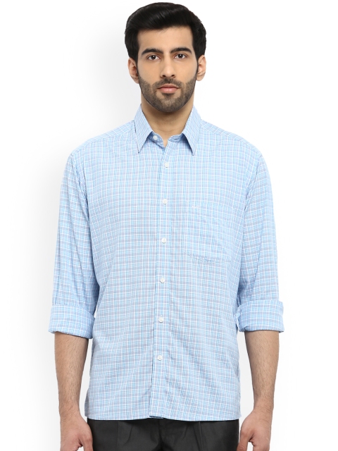 

ColorPlus Men Blue & Off-White Tailored Fit Checked Casual Shirt