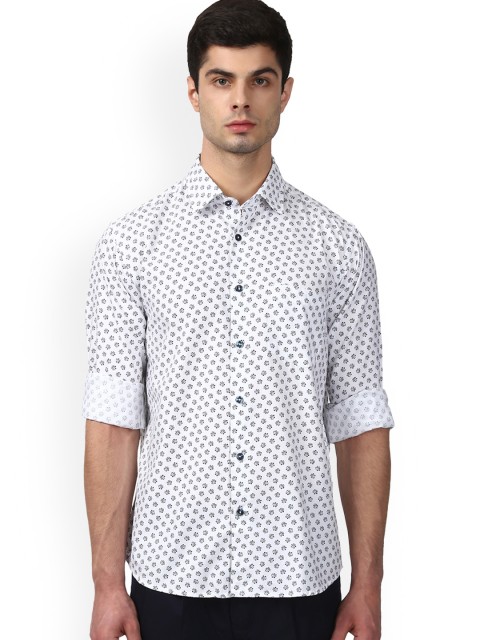 

ColorPlus Men White & Black Tailored Fit Printed Casual Shirt