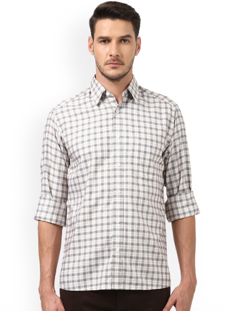 

ColorPlus Men White & Black Tailored Fit Checked Casual Shirt