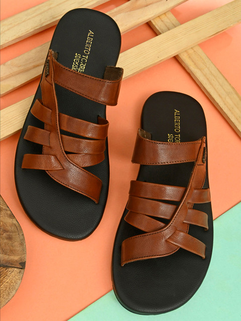 

Alberto Torresi Men Tan Comfort Leather Sandals