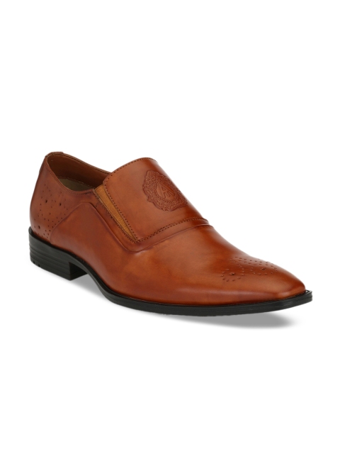 

Alberto Torresi Men Tan Leather Formal Slip-Ons