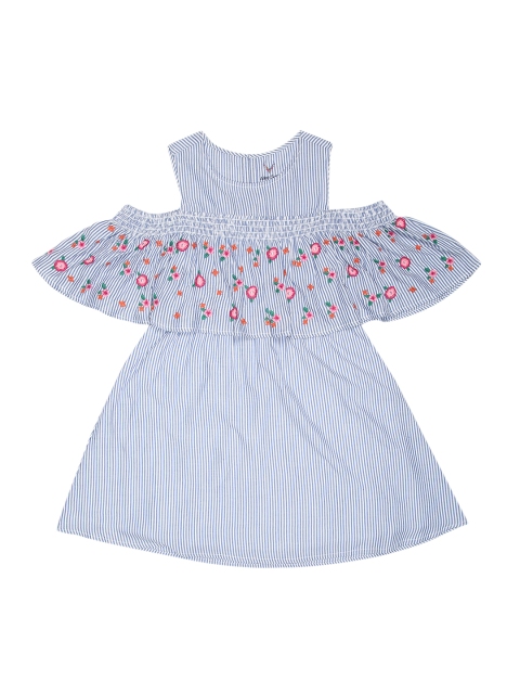 

Allen Solly Junior Girls Blue & White Striped Fit & Flare Dress