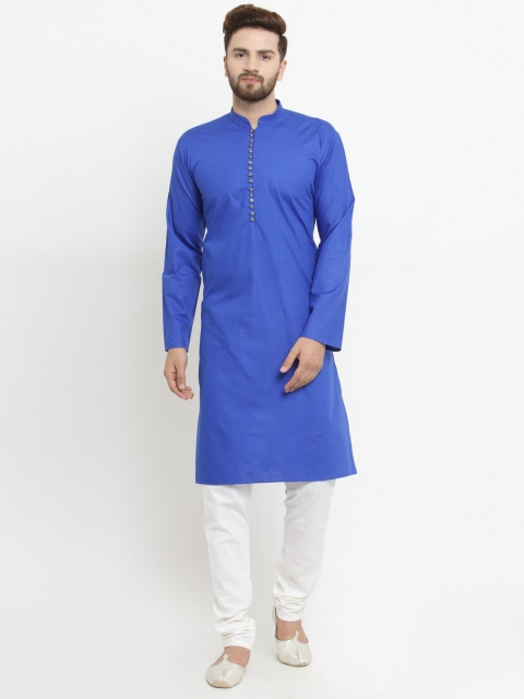 

Jompers Men Blue & White Solid Kurta with Churidar