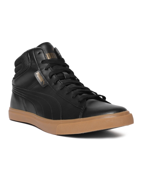 

Puma Men Black Solid Synthetic Mid-Top Sneakers