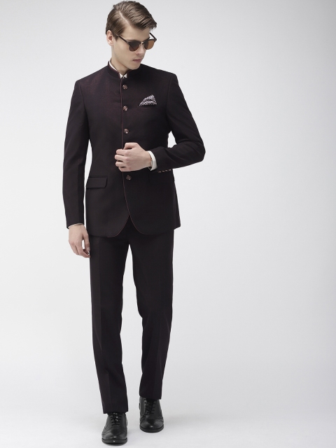 

Raymond Men Maroon Solid Contemporary Fit Bandhgala Suit