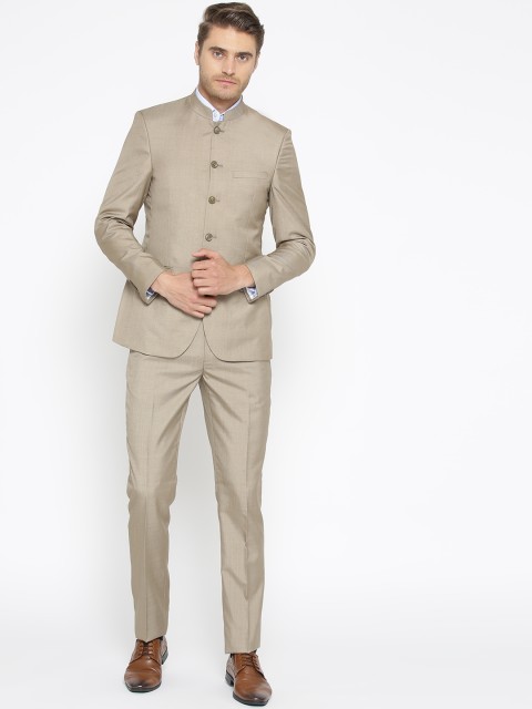 

Raymond Men Beige Solid Single Breasted Contemporary Fit Bandhgala Suit