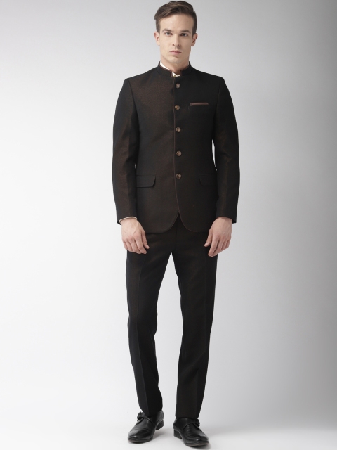 

Raymond Mens Brown Solid Single Breasted Regular Fit Bandhgala Suit
