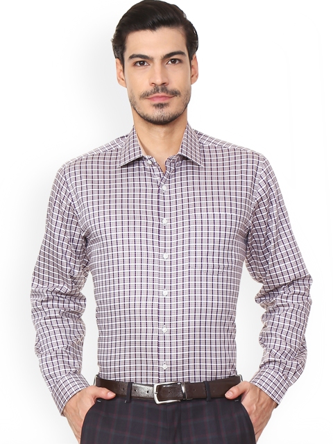 

Van Heusen Men Purple & White Comfort Regular Fit Checked Formal Shirt