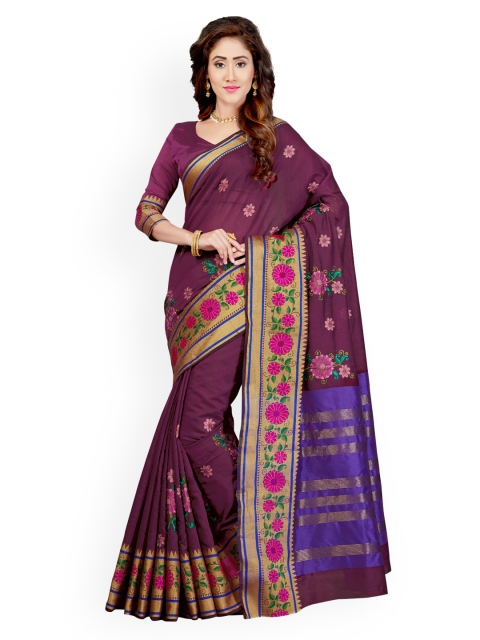 

Saree Swarg Burgundy Embroidered Banarasi Saree