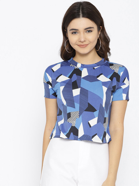 

AND Women Blue Printed Top