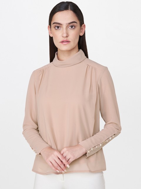 

AND Women Peach Solid Top