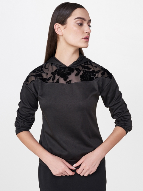 

AND Women Black Solid Blouson Top