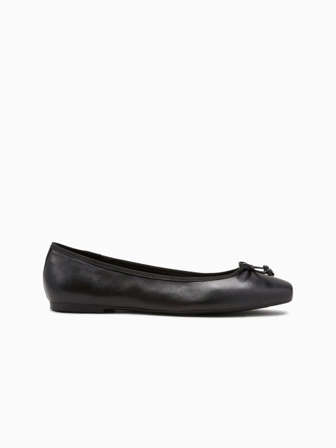 

next Women Black Solid Leather Ballerinas
