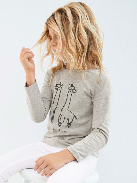 

next Girls Grey Printed Round Neck T-shirt