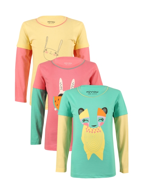 

Minnow Girls Pack of 3 Printed T-shirts, Green