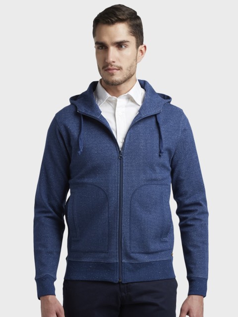

ColorPlus Men Blue Solid Hooded Sweatshirt