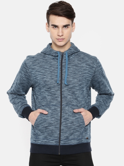 

ColorPlus Men Blue Solid Hooded Sweatshirt