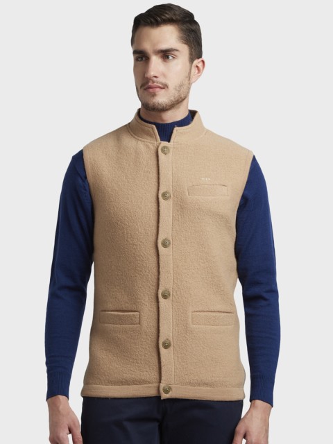 

ColorPlus Men Beige Solid Open Front Jacket