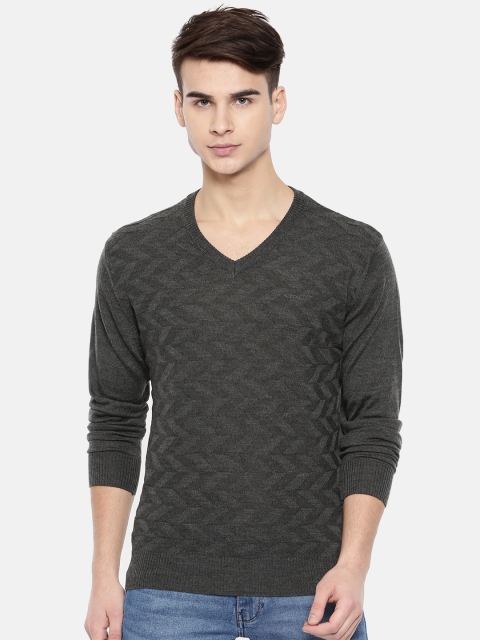 

ColorPlus Men Grey Self Design Pullover