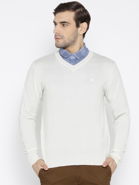 

Raymond Men Off-White Solid Pullover