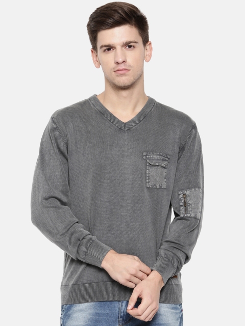 

Park Avenue Men Grey Solid Pullover