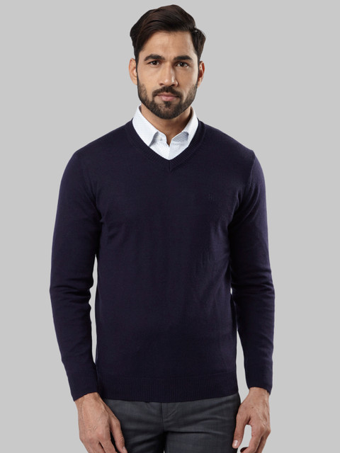 

Raymond Men Navy Blue Solid Pullover