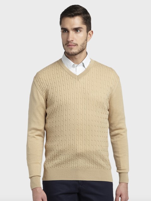 

ColorPlus Men Yellow Self Design Wool Pullover