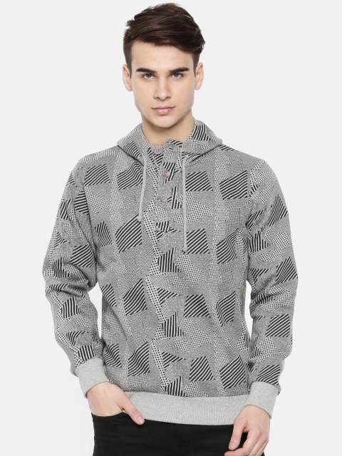 

ColorPlus Men Grey Printed Hooded Sweatshirt