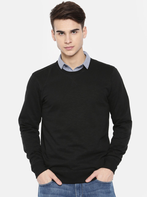 

ColorPlus Men Black Solid Sweatshirt