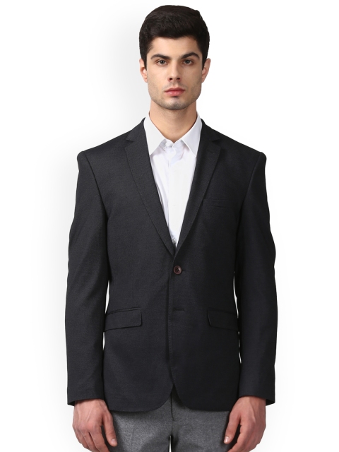 

Parx Men Navy Blue Solid Custom Fit Single-Breasted Blazer