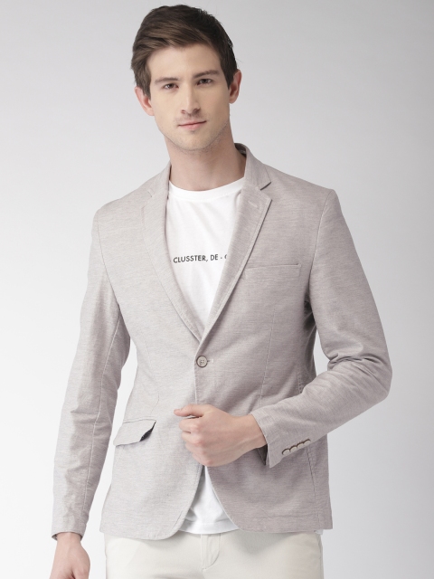 

Park Avenue Men Grey Solid Slim Fit Single-Breasted Blazer