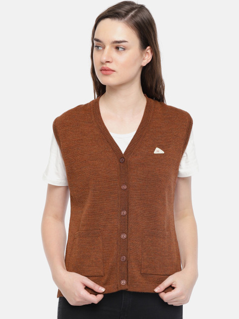 

Monte Carlo Women Rust Solid Woollen Sweater Vest