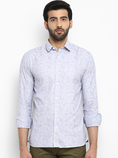 

Park Avenue Men Grey Slim Fit Printed Casual Shirt
